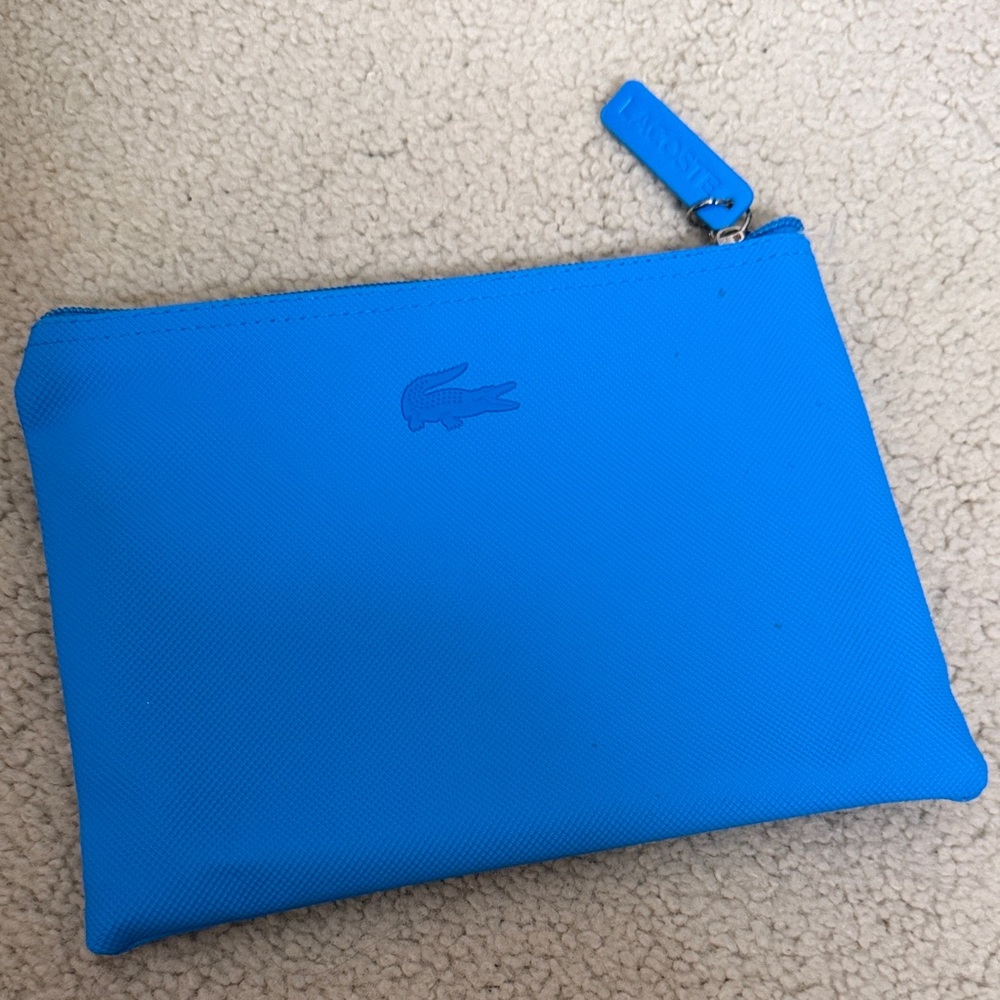 Lacoste Bright Blue Crocodile Logo Zip Pouch